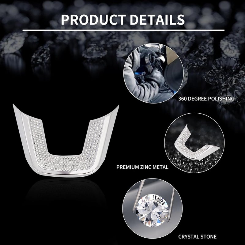 ZSJO for Honda,Car Bling Interior Decoration Crystal Sticker Frame Cover Fit for 2024 Accord Civic CR-V. (Silver 3) - Image 4